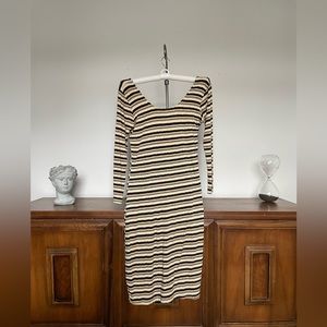 Dolan (Anthropologie) Midi Striped Dress with Scoop Back (stretchy! :)) | Size M